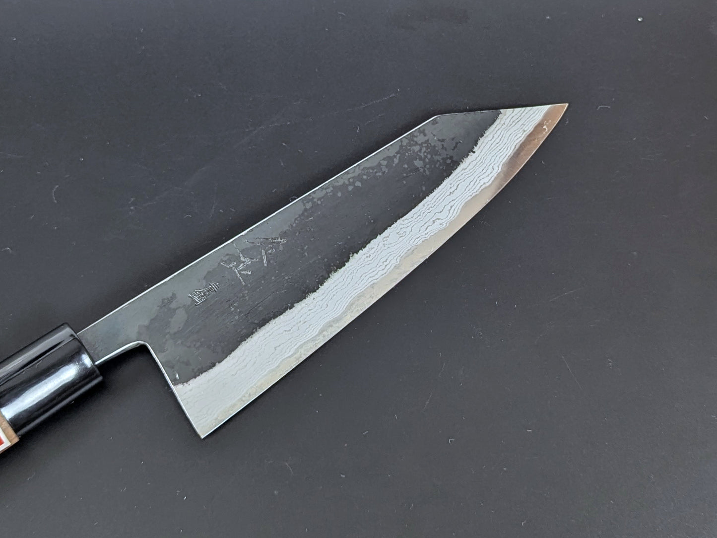 Sadamasa Damascus Aogami #2 Kurouchi Kiritsuke Santoku 165mm