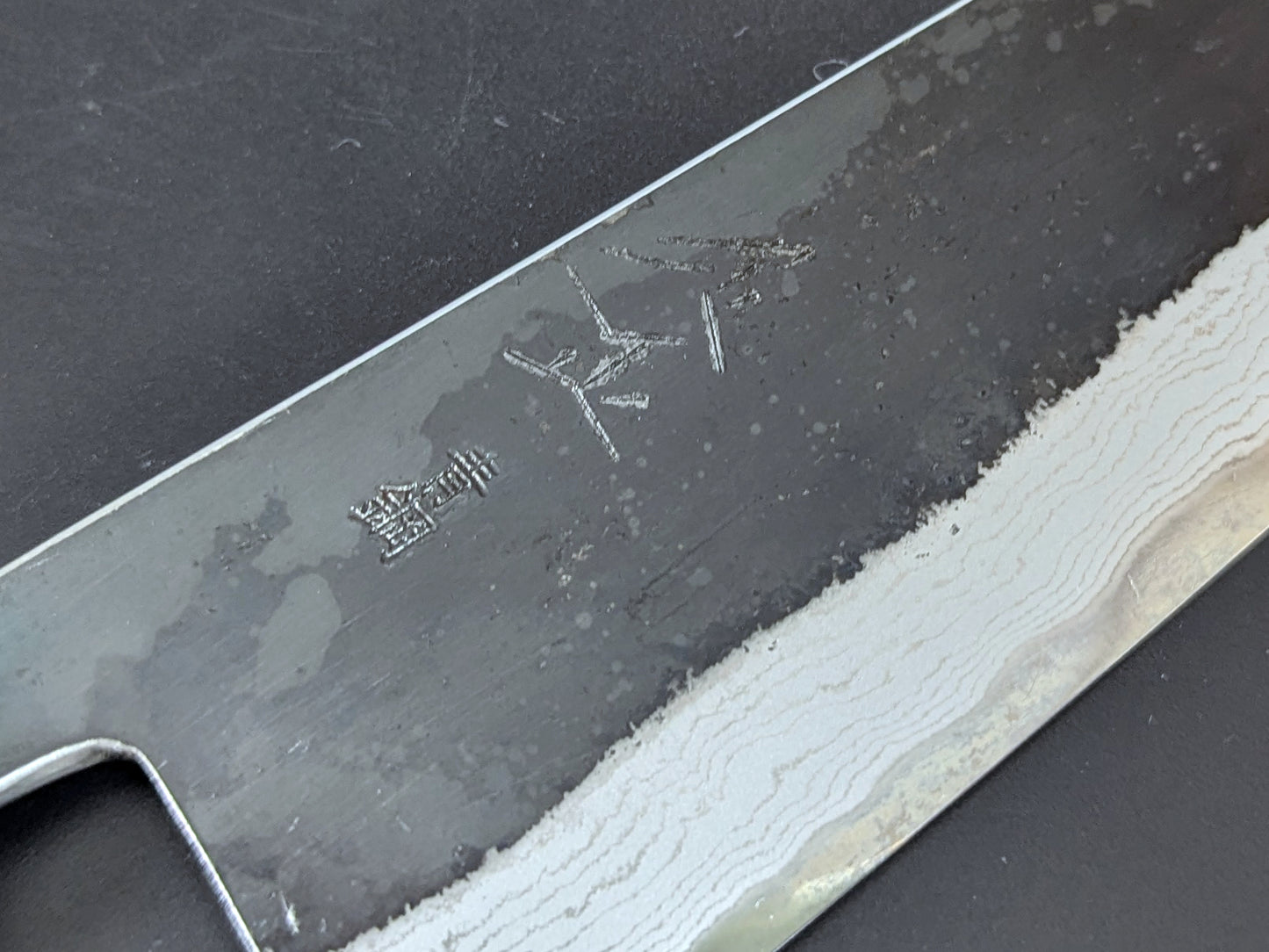 Sadamasa Damascus Aogami #2 Kurouchi Kiritsuke Santoku 165mm