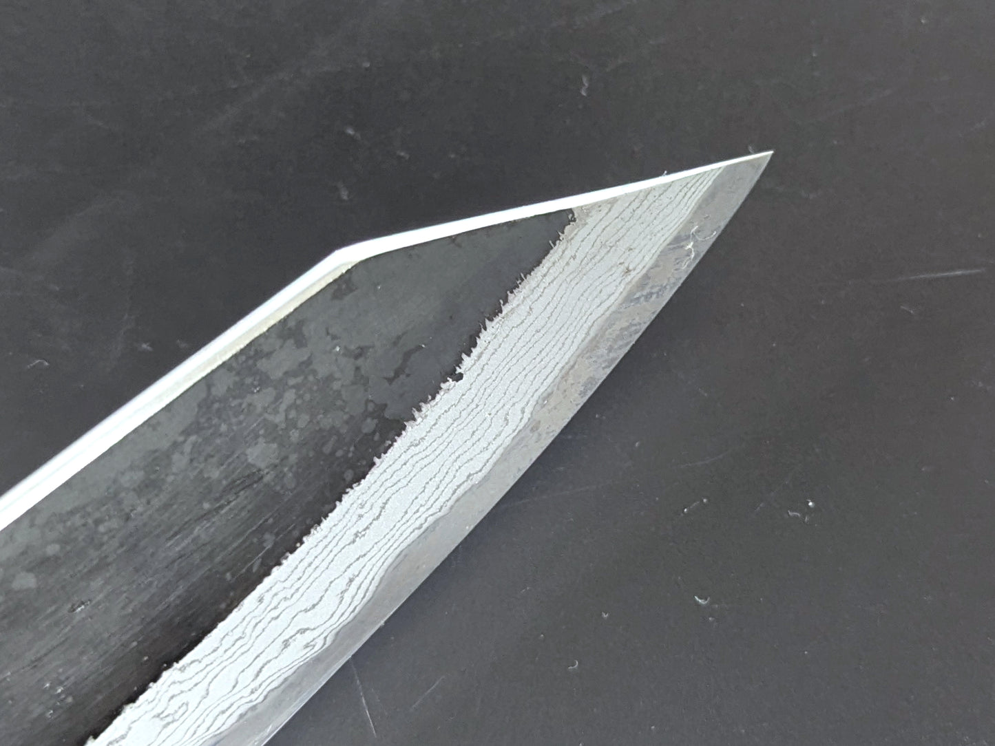 Sadamasa Damascus Aogami #2 Kurouchi Kiritsuke Santoku 165mm