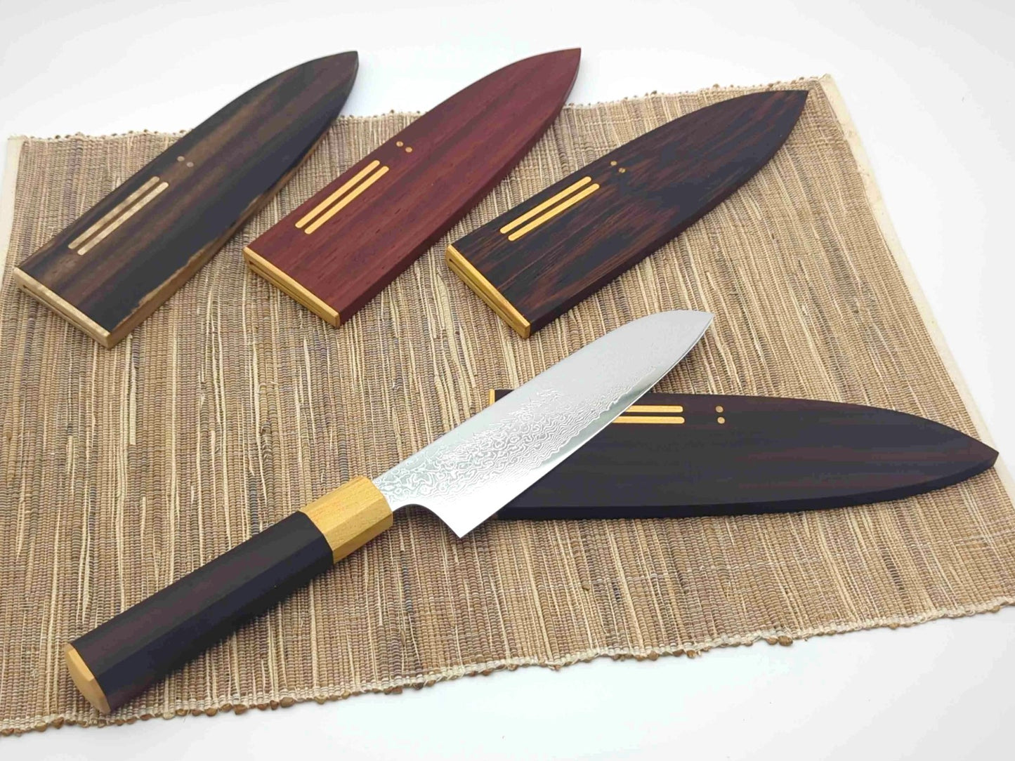 Yoshihiro ZA18 Damascus Santoku 180mm Premium Wood Sheath