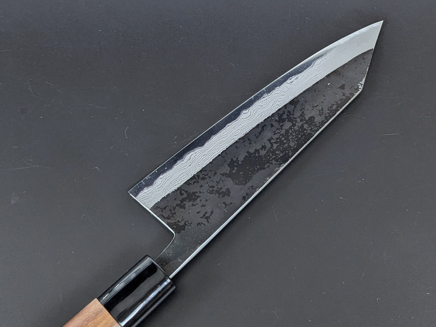 Sadamasa Damascus Aogami #2 Kurouchi Kiritsuke Santoku 165mm