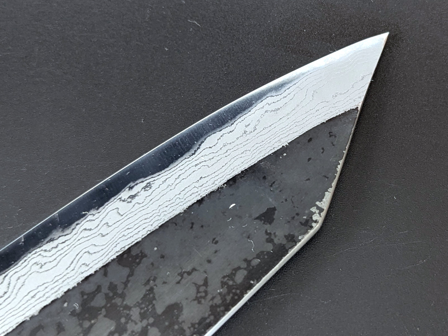 Sadamasa Damascus Aogami #2 Kurouchi Kiritsuke Santoku 165mm