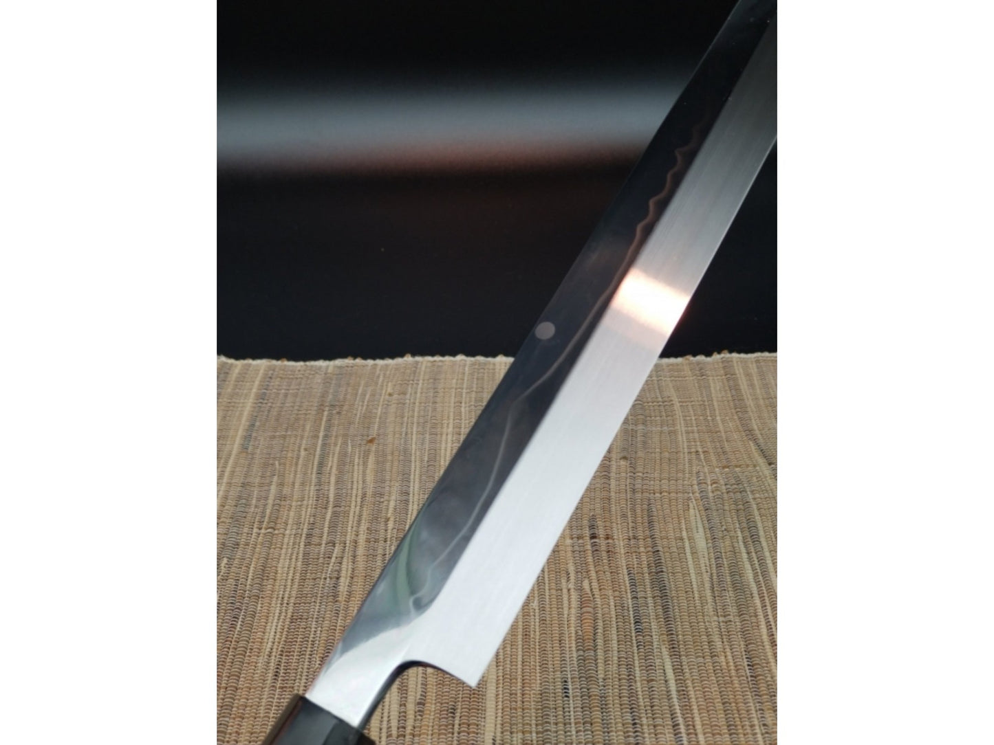 Goh Umanosuke Yoshihiro Shirogami #2 Mizu Honyaki Mt.Fuji & Moon Yanagi Kiritsuke Ebony Handle