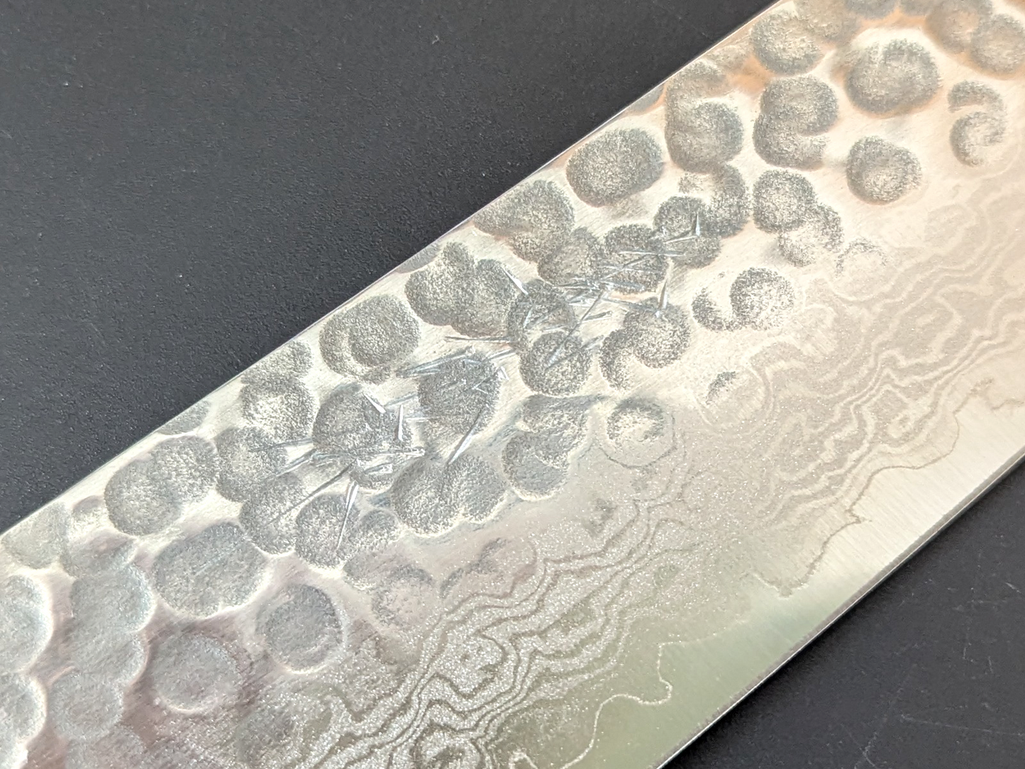 Yoshihiro VG10 Tsuchime Damascus Gyuto 210mm Mahogany Plywood Handle