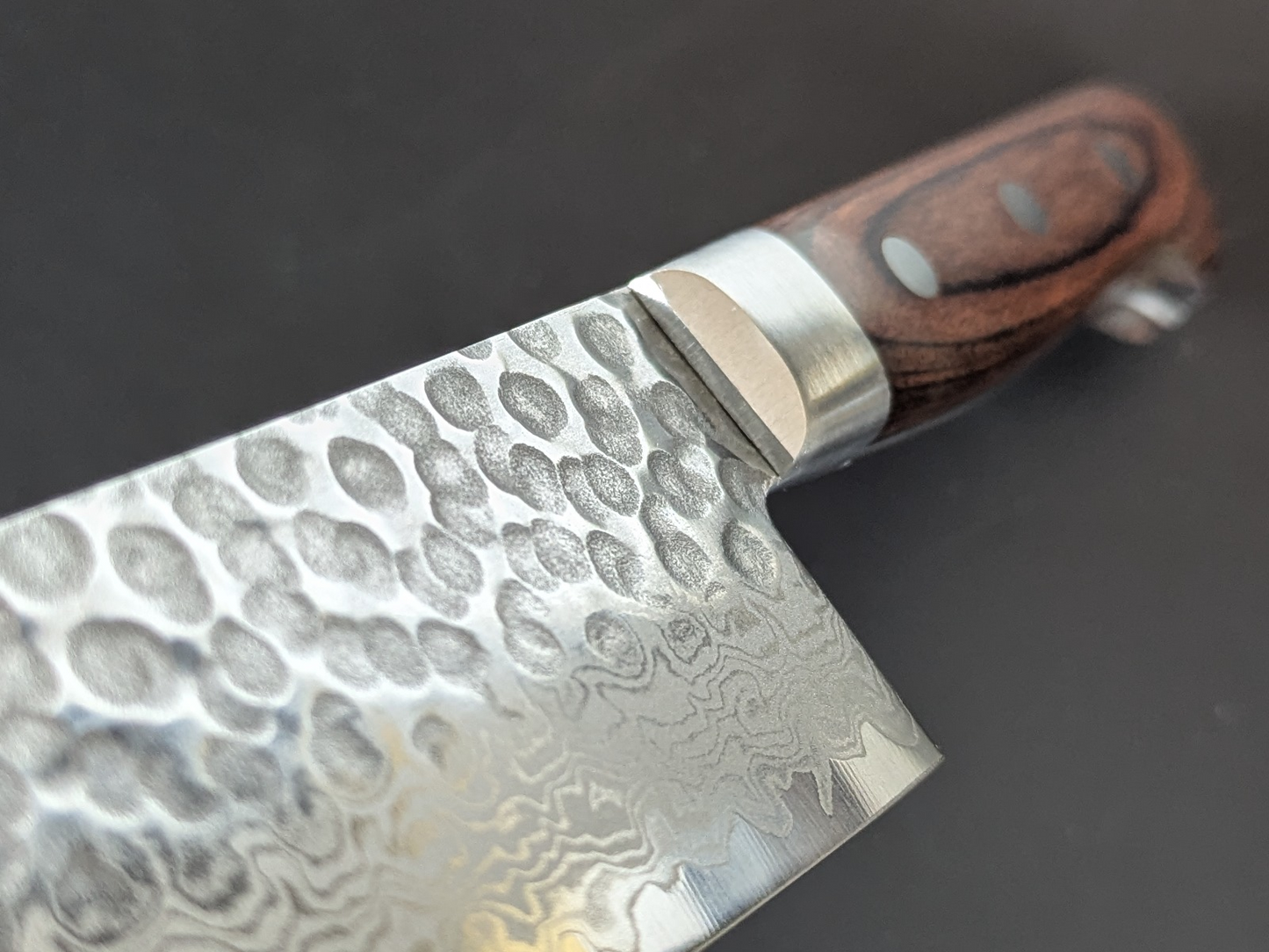Yoshihiro VG10 Tsuchime Damascus Gyuto 210mm Mahogany Plywood Handle