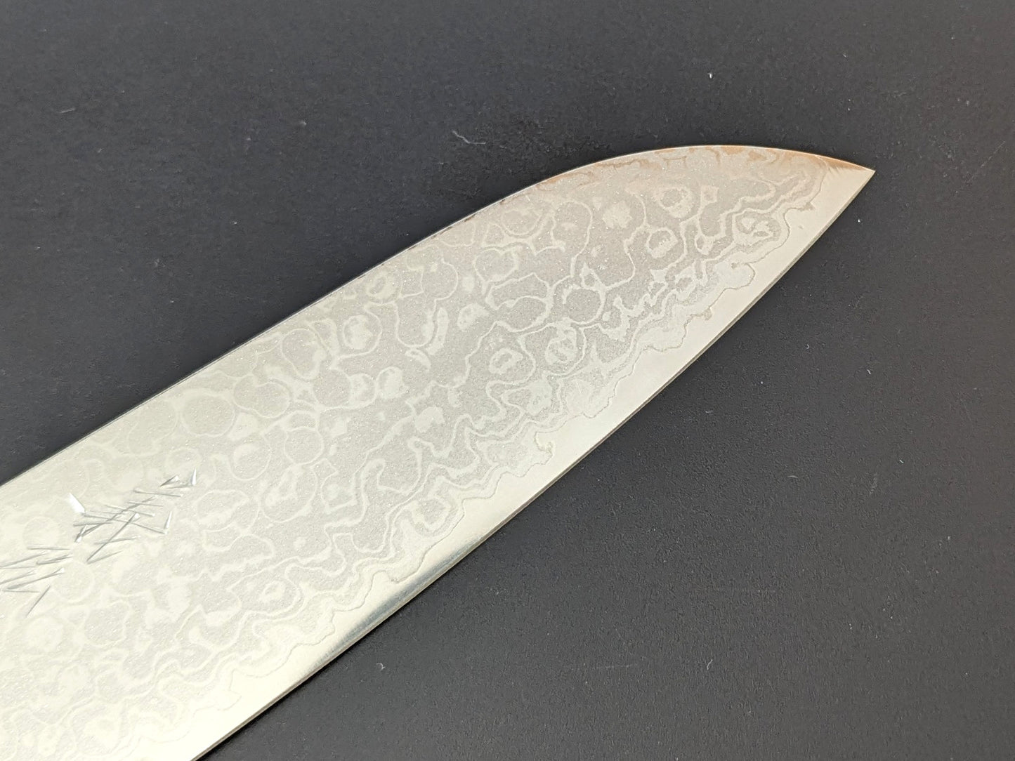 Yoshihiro VG10 Migaki Damascus Santoku 165mm Black Plywood Handle