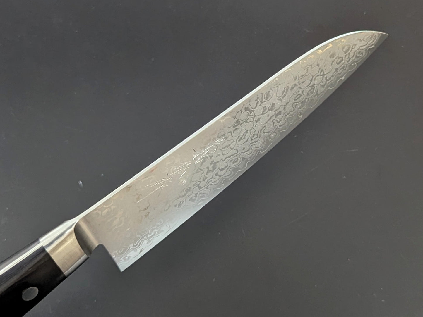 Yoshihiro VG10 Migaki Damascus Santoku 165mm Black Plywood Handle