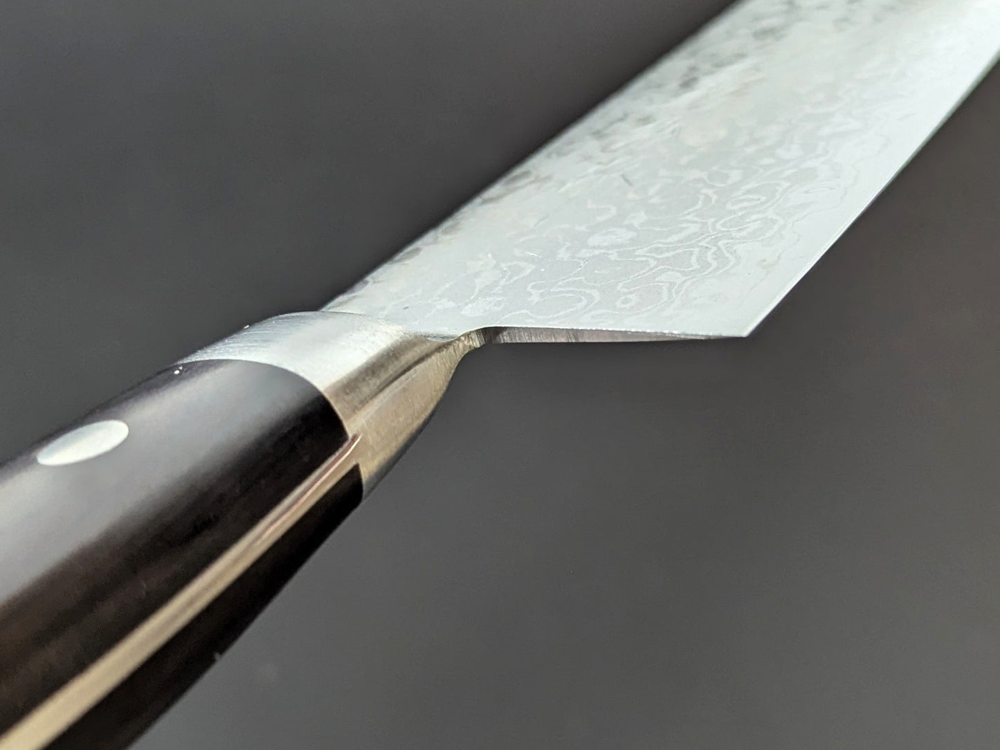 Yoshihiro VG10 Migaki Damascus Santoku 165mm Black Plywood Handle