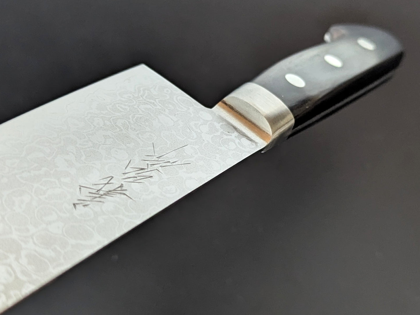 Yoshihiro VG10 Migaki Damascus Santoku 165mm Black Plywood Handle