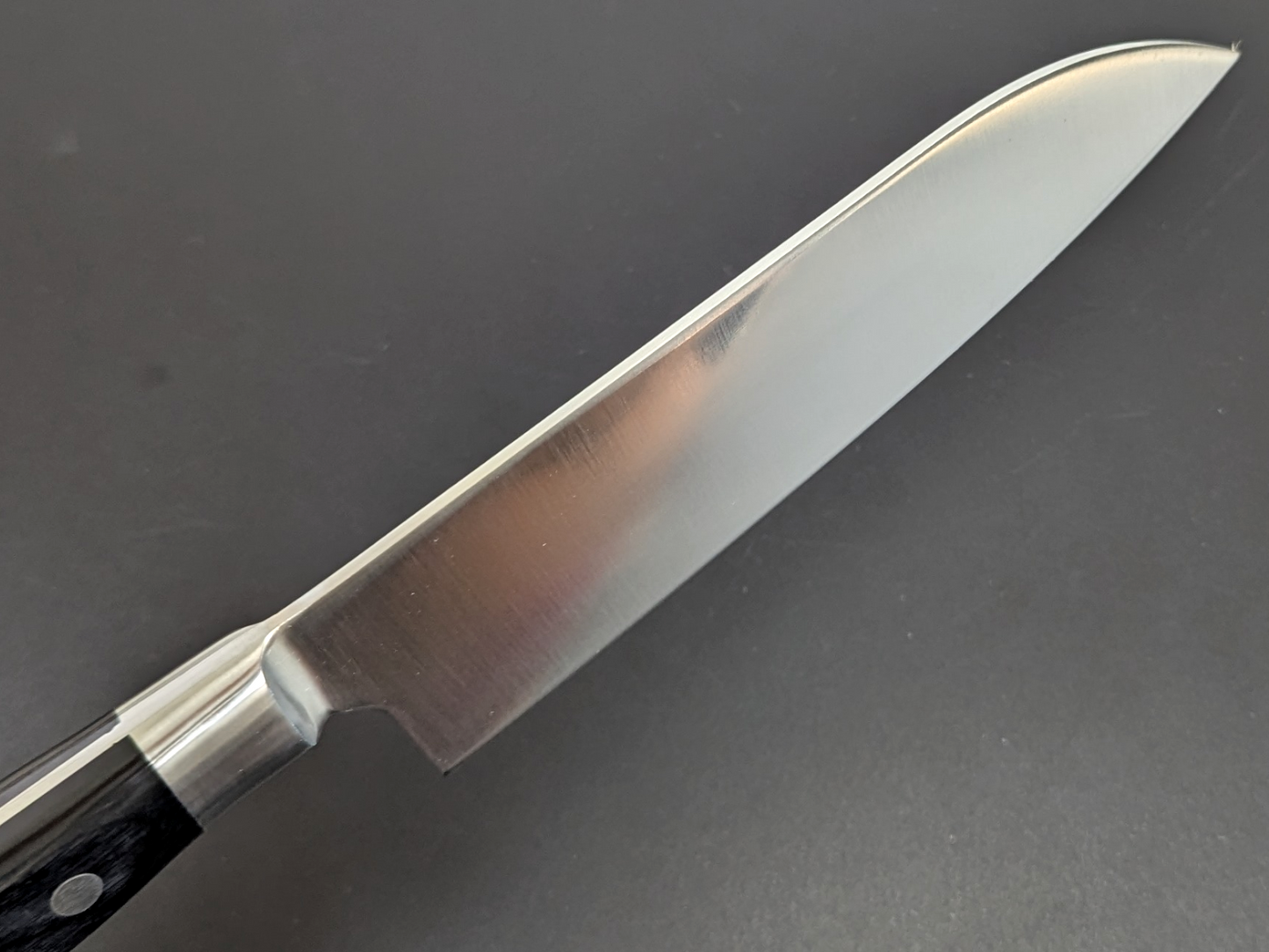 Inoguchi Ginsan Santoku Bolster Black Plywood Handle Laser Engraving