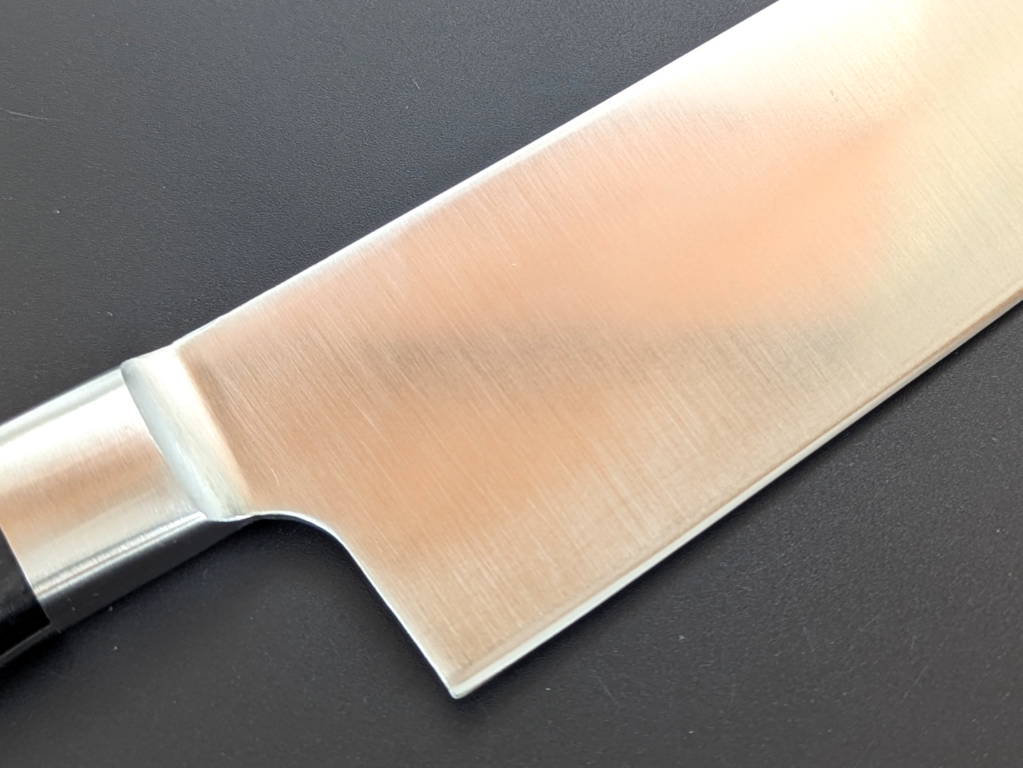Inoguchi Ginsan Santoku Bolster Black Plywood Handle Color Engraving