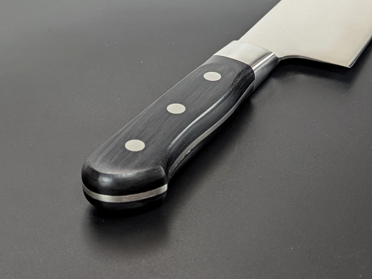 Inoguchi Ginsan Santoku Bolster Black Plywood Handle Color Engraving