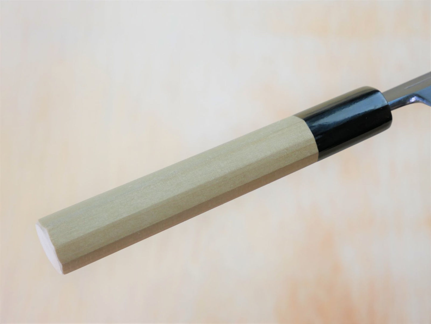 Japanese style wooden handle of 240mm Sirogami No.3 Yanagiba made by Takahashikusu