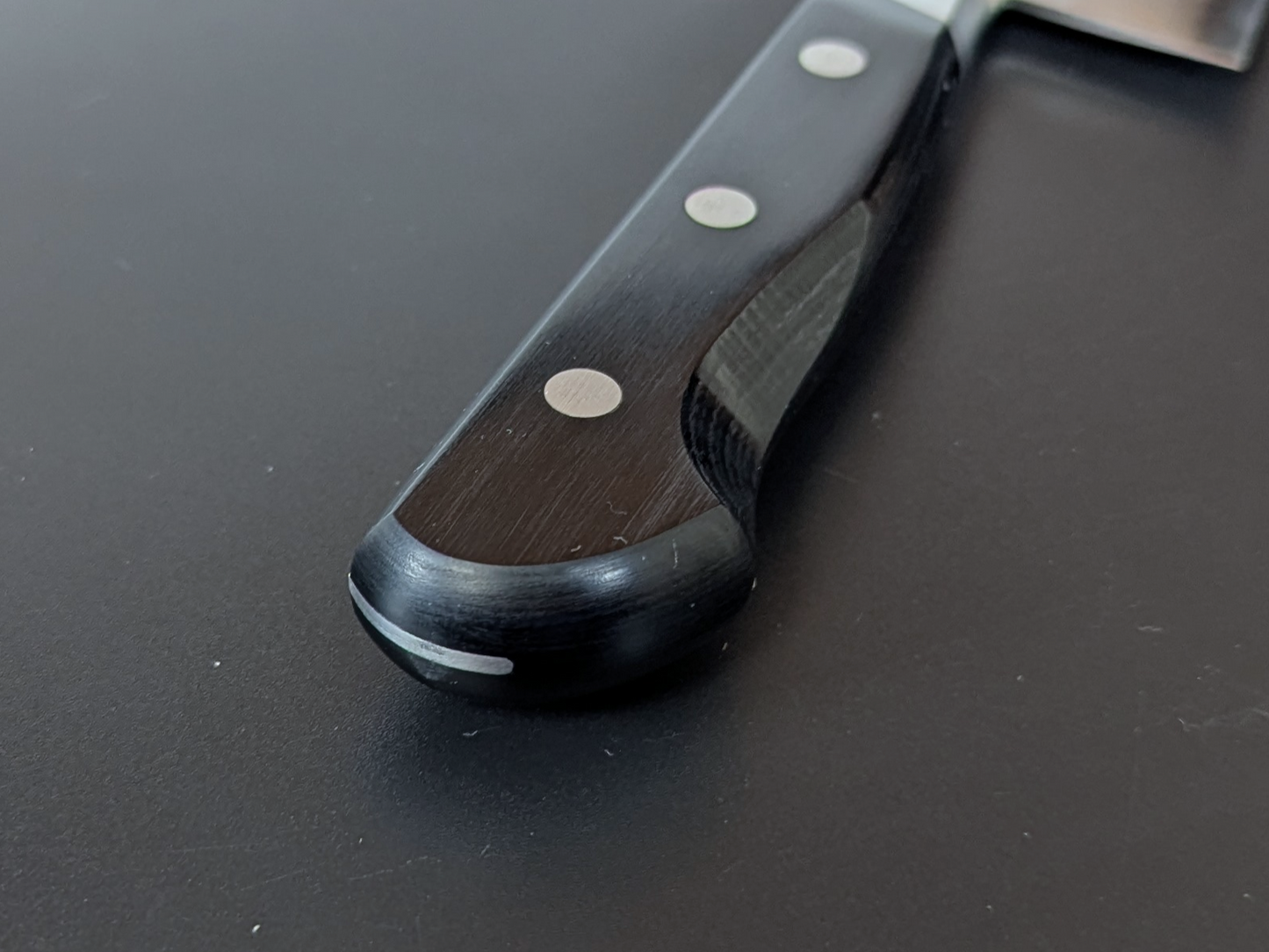 Yoshihiro Aogami#2 Nashiji Tsuchime Santoku 180mm Black Plywood Handle