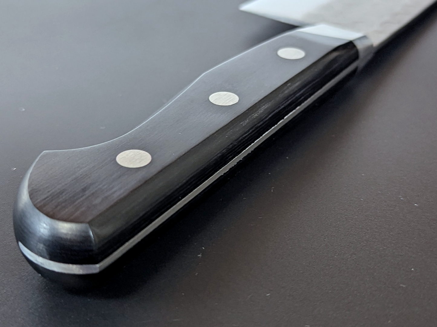 Yoshihiro Aogami#2 Nashiji Tsuchime Santoku 180mm Black Plywood Handle