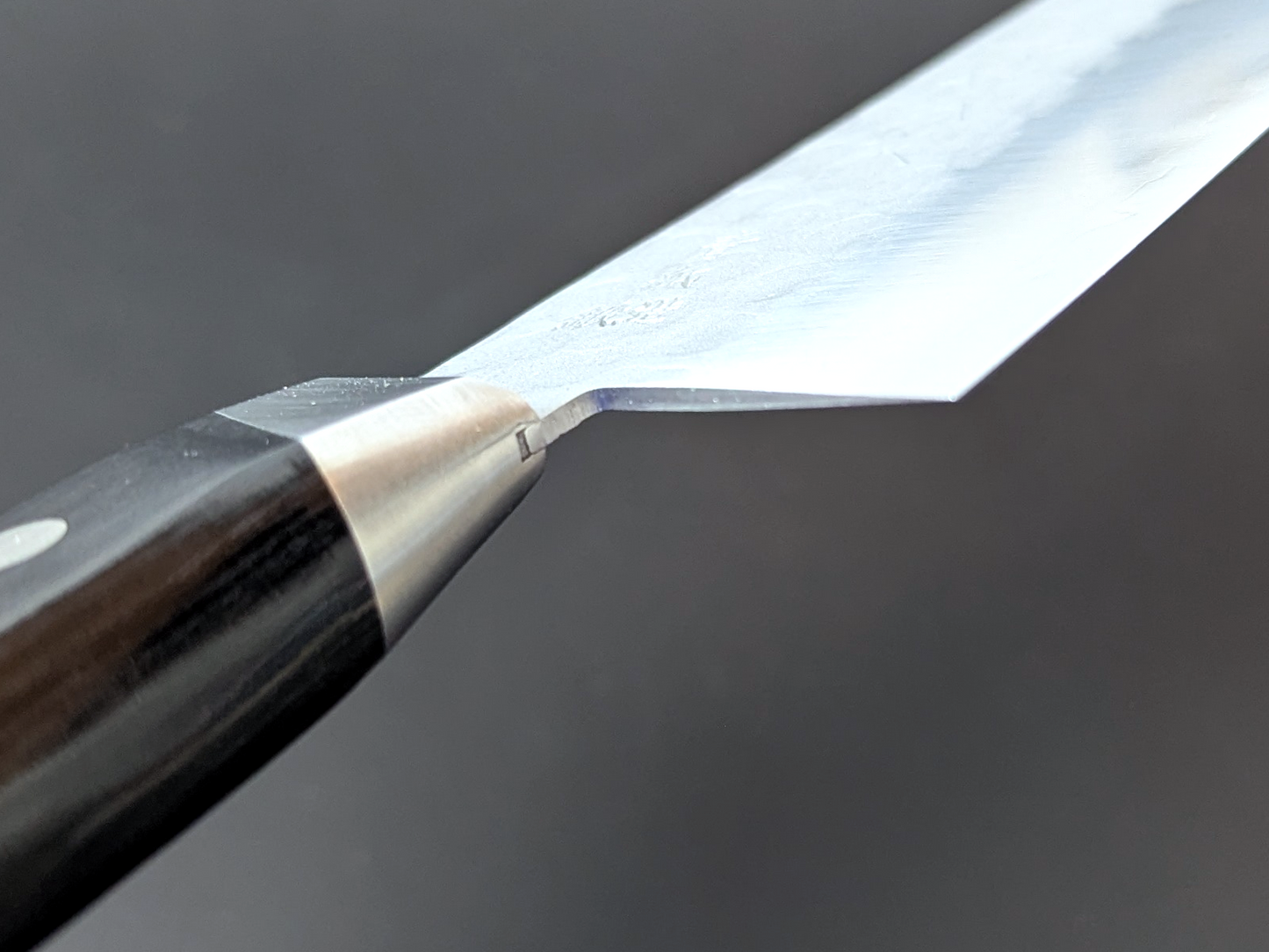 Yoshihiro Aogami#2 Nashiji Tsuchime Santoku 180mm Black Plywood Handle