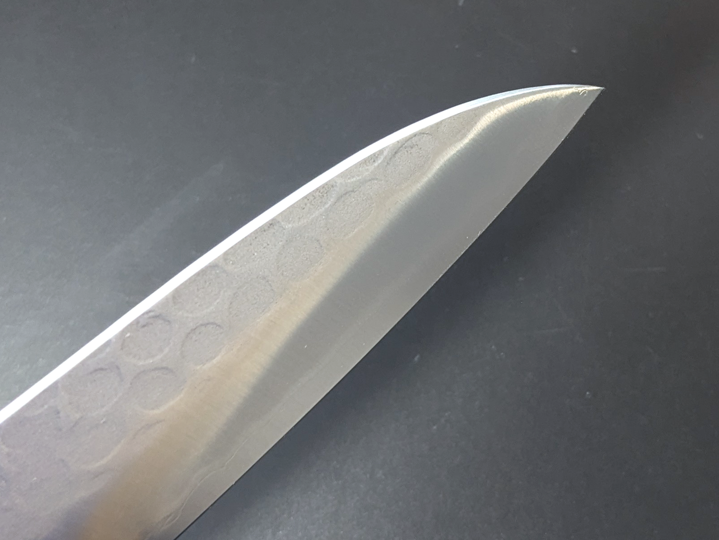 Yoshihiro Aogami#2 Nashiji Tsuchime Santoku 180mm Black Plywood Handle