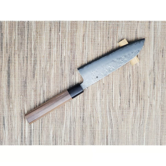 Yoshihiro Silver Steel #3 Nashiji Japanese Santoku 165mm (6.5in) Walnut Handle