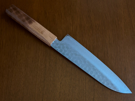 Yoshihiro VG10 Hammered Damasucus Japanese Santoku 180mm (7.1in) Oakwood Handle
