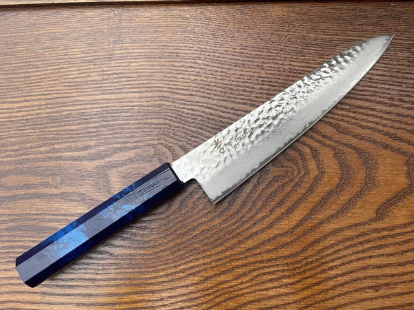 Sakai Takayuki VG10 gehämmerter Damast Gyuto Blauer Schildpatt-Harzgriff