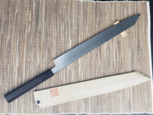 Goh Umanosuke Yoshihiro Shirogami #2 Mizu Honyaki Mt.Fuji &amp; Moon Yanagi Kiritsuke Mango de ébano