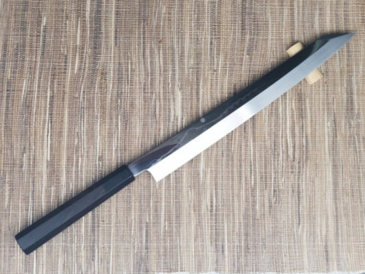 Goh Umanosuke Yoshihiro Shirogami #2 Mizu Honyaki Mt.Fuji & Moon Yanagi Kiritsuke Ebony Handle