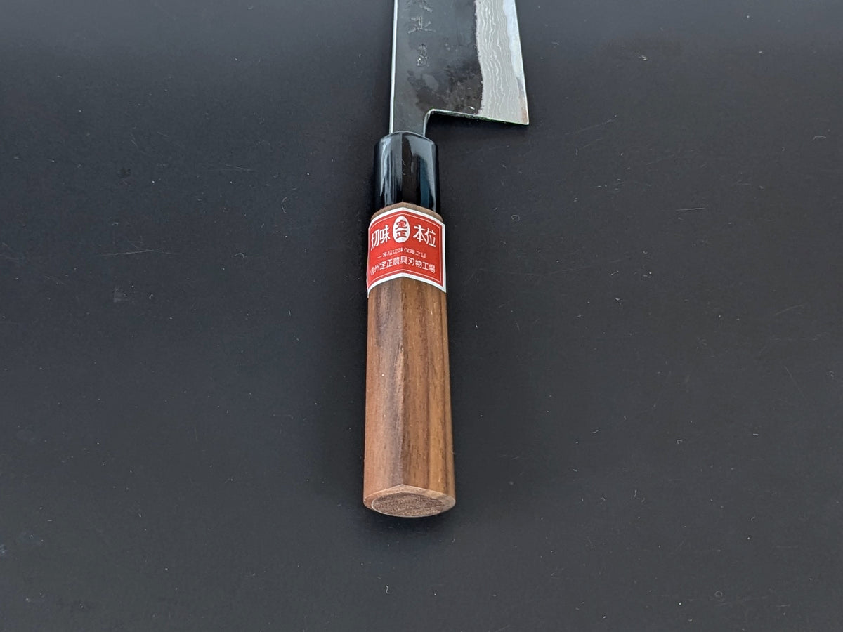 Sadamasa Damascus Aogami #2 Kurouchi Kiritsuke Santoku 165mm