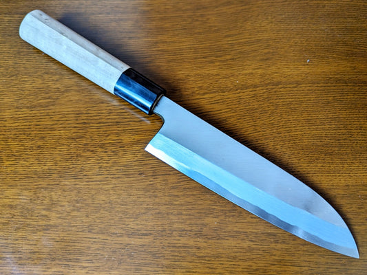 Enami Uchihamono weißer Stahl #2 Kataba Santoku 180 mm Magnoliengriff