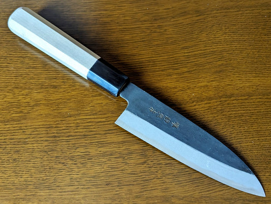 Enami Hamono Blue Steel #2 Kurouchi Santoku 160mm Magnolia Handle