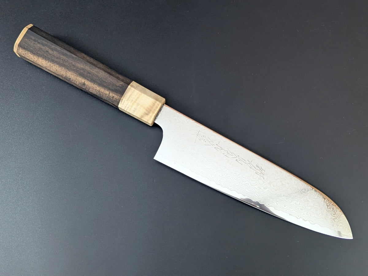 Yoshihiro ZA18 Damascus Santoku 180mm Premium Wood Sheath