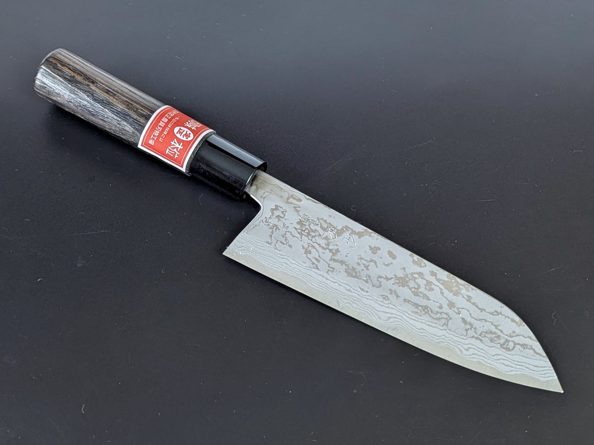 Sadamasa Damascus Aogami #2 Migaki Santoku 165mm