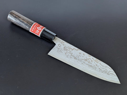Sadamasa Damascus Aogami #2 Migaki Santoku 165mm