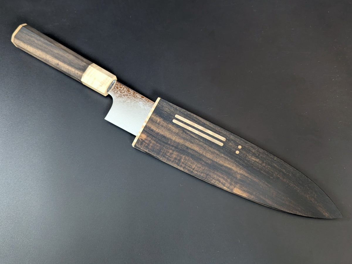 Yoshihiro ZA18 Damascus Santoku 180mm Premium Wood Sheath