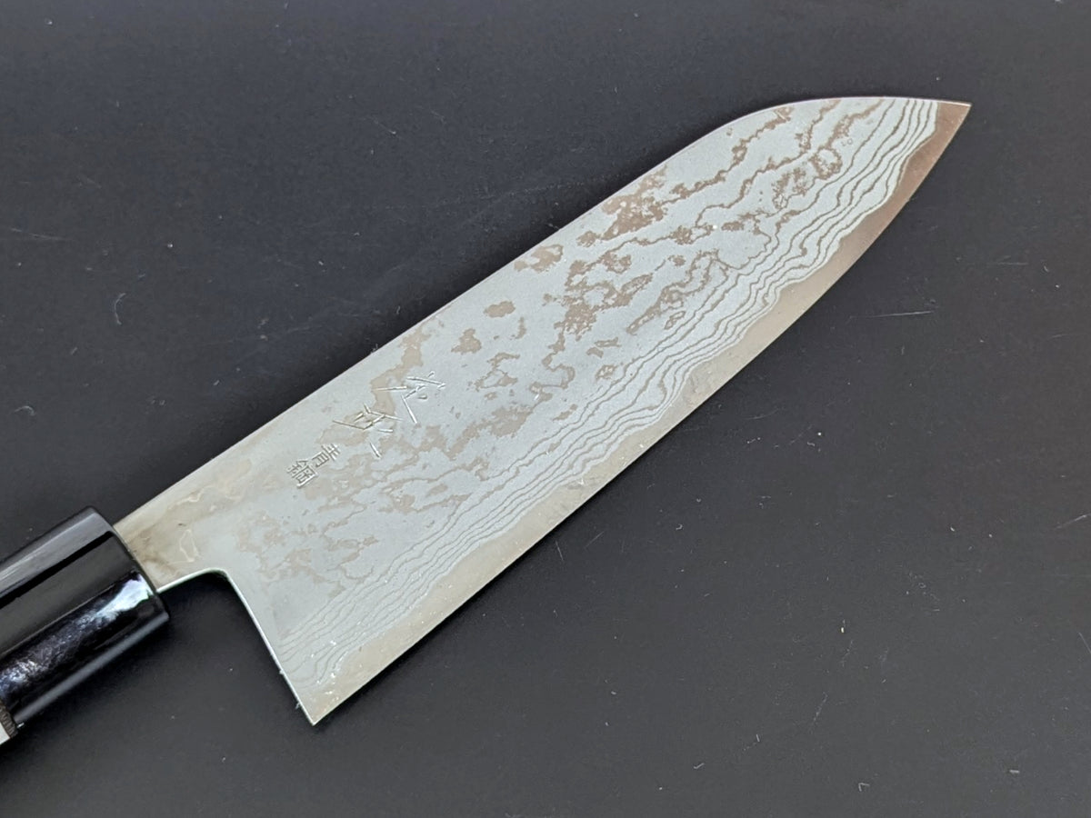 Sadamasa Damascus Aogami #2 Migaki Santoku 165mm