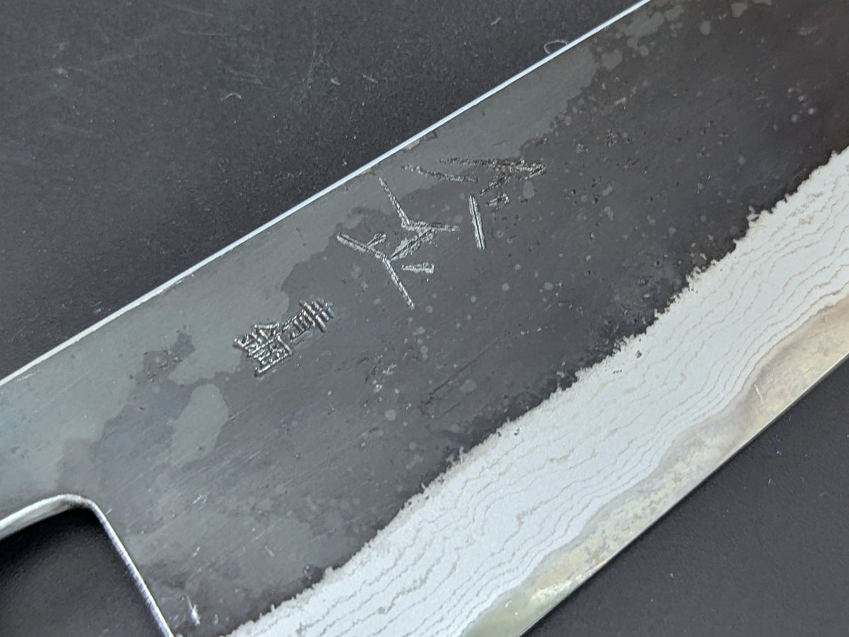 Sadamasa Damascus Aogami #2 Kurouchi Kiritsuke Santoku 165mm