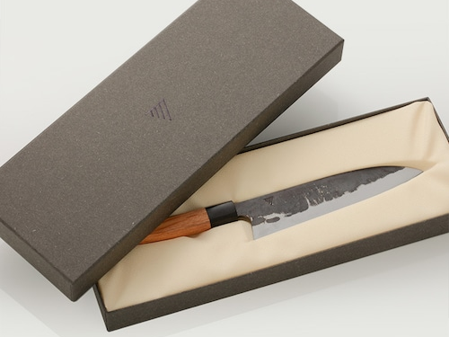Asano Fusataro Weißer Stahl #1 Kurouchi Gyutoku 185 mm (7,28 Zoll)