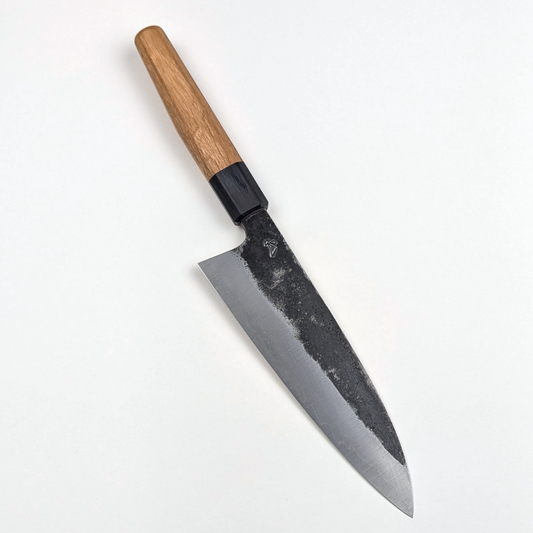 Asano Fusataro Weißer Stahl #1 Kurouchi Gyutoku 185 mm (7,28 Zoll)