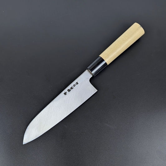 Enami Uchihamono weißer Stahl #2 Kataba Santoku 180 mm Magnoliengriff