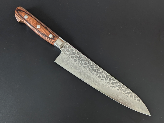 Yoshihiro VG10 Tsuchime Damascus Gyuto 210mm Mahogany Plywood Handle