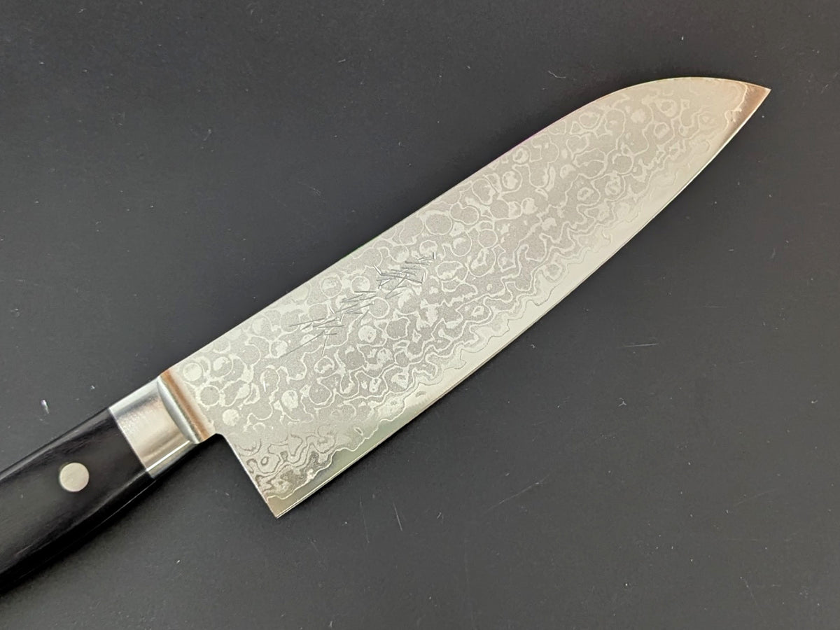 Yoshihiro Silver Steel #3 Nashiji Japanisches Santoku 165 mm (6,5 Zoll) Walnussgriff