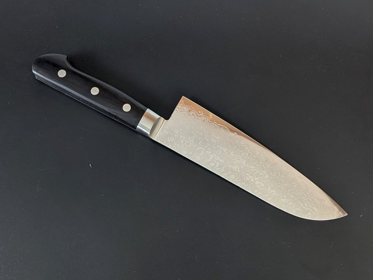 Yoshihiro Silver Steel #3 Nashiji Japanisches Santoku 165 mm (6,5 Zoll) Walnussgriff
