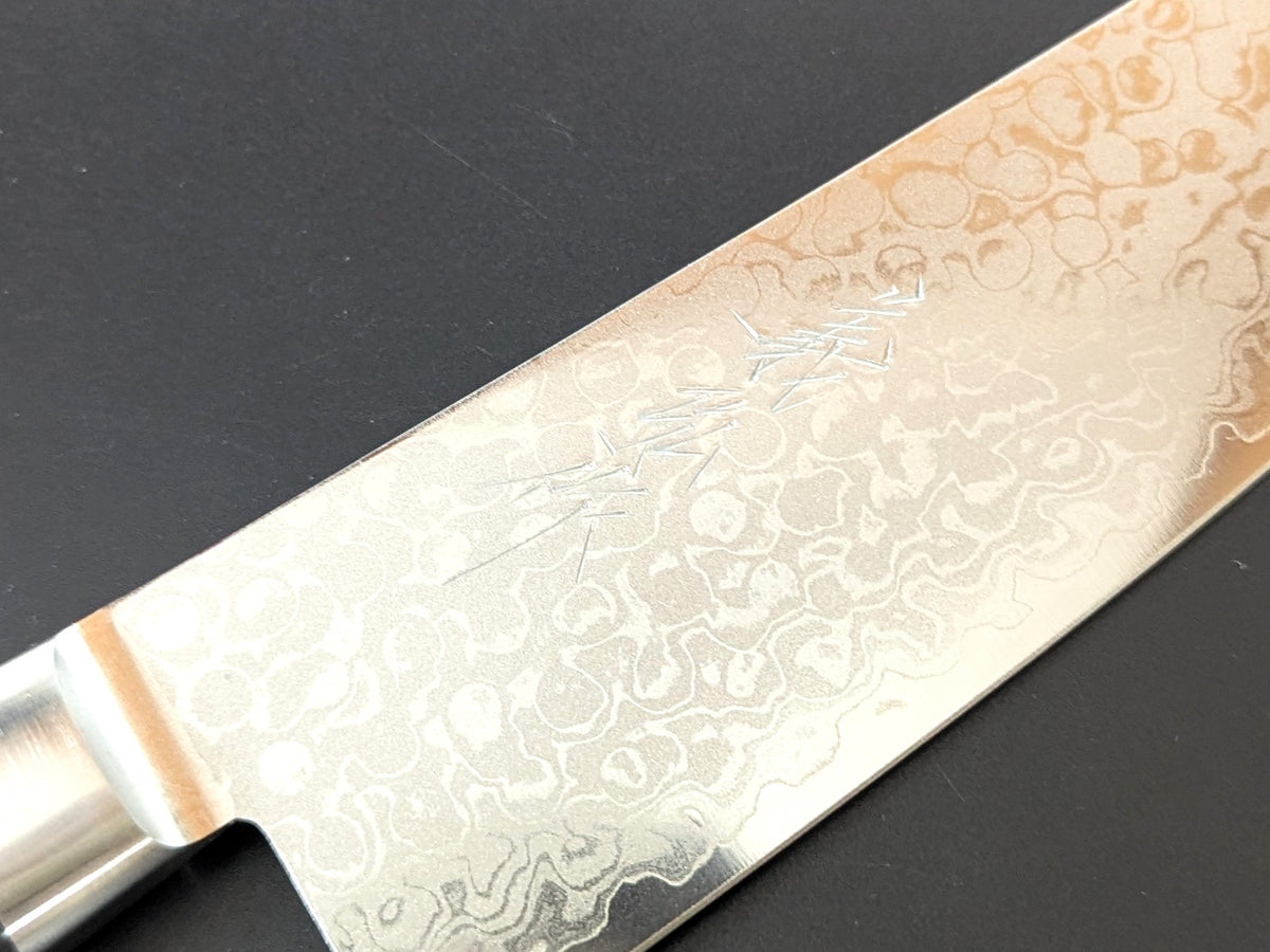 Yoshihiro Silver Steel #3 Nashiji Japanisches Santoku 165 mm (6,5 Zoll) Walnussgriff