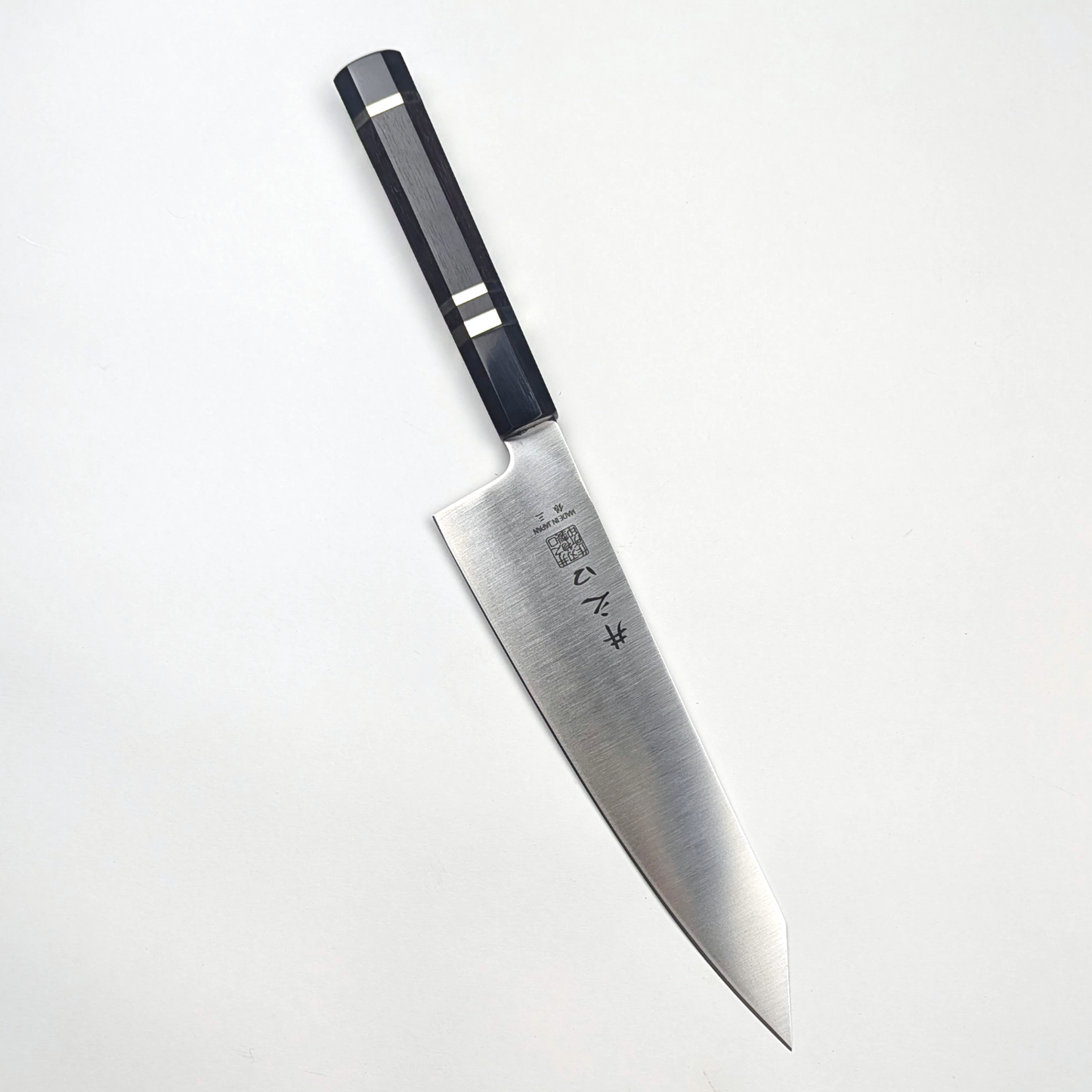 Inoguchi Ginsan Kiritsuke Santoku Ebony Handle with Silver Rings