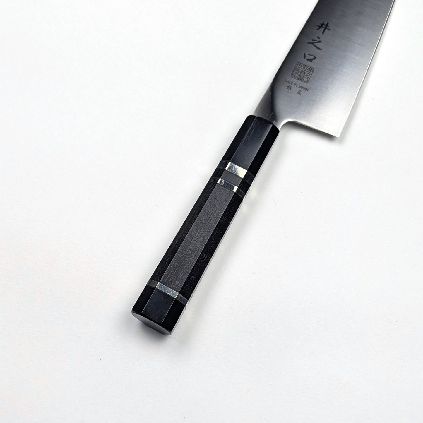Inoguchi Ginsan Kiritsuke Santoku Ebony Handle with Silver Rings