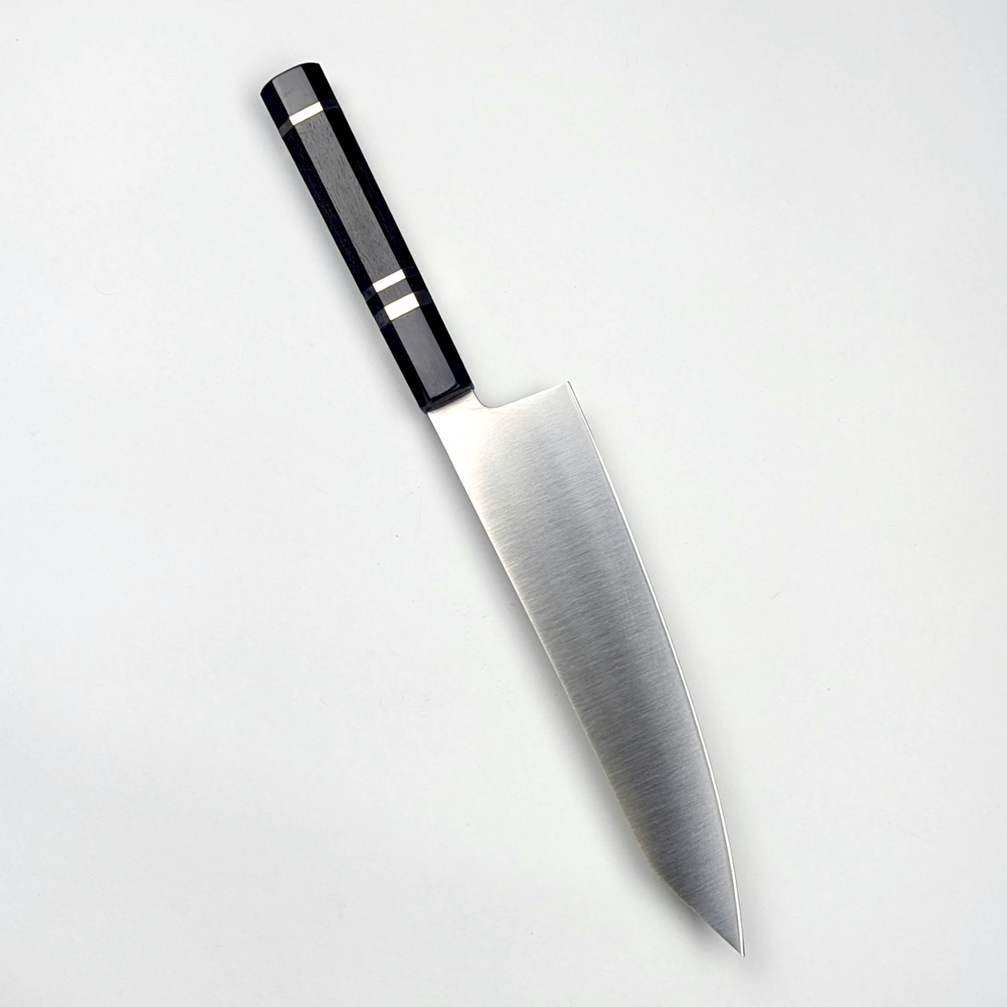 Inoguchi Ginsan Kiritsuke Santoku Ebony Handle with Silver Rings