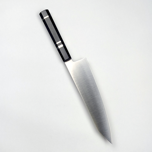 Inoguchi Ginsan Kiritsuke Santoku Ebony Handle with Silver Rings