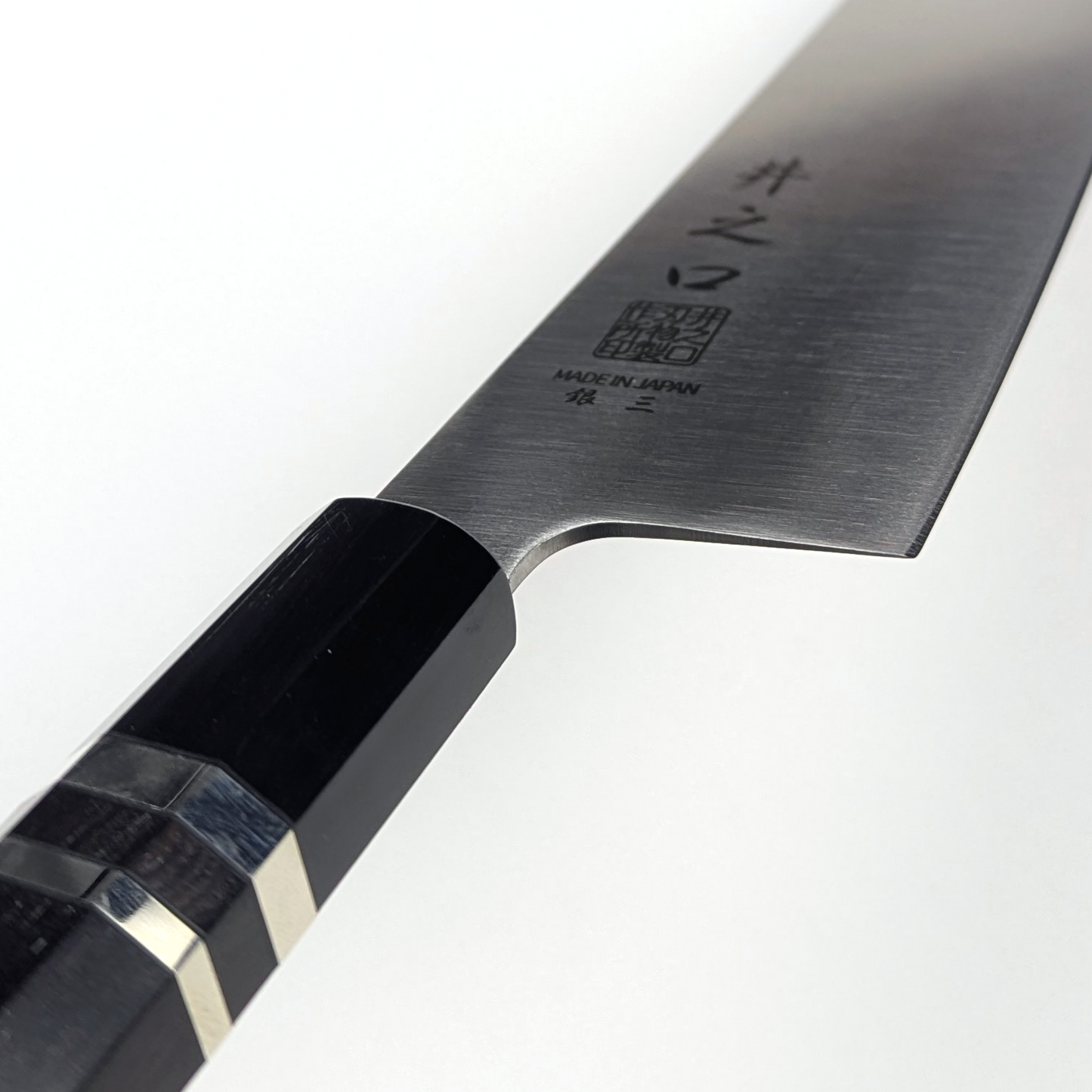 Inoguchi Ginsan Kiritsuke Santoku Ebony Handle with Silver Rings