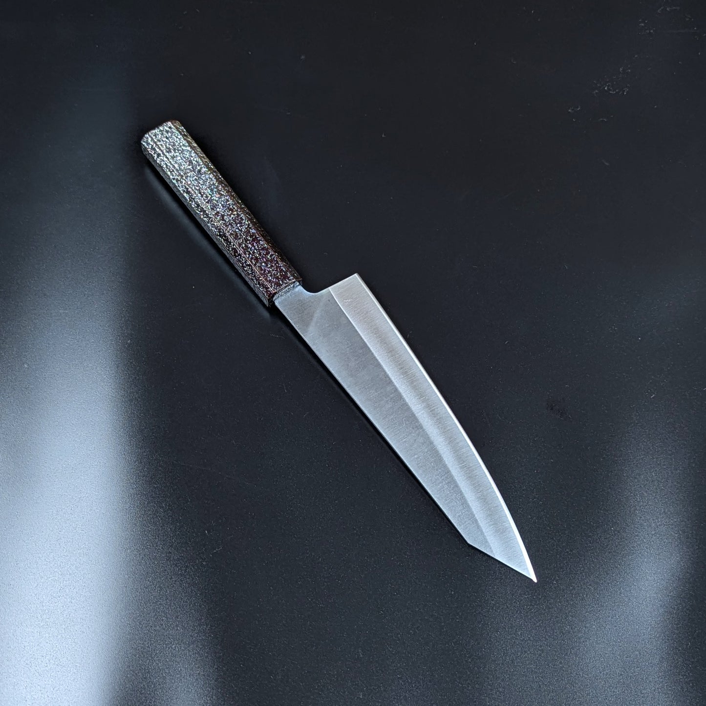 Inoguchi Ginsan Kurosome Kiritsuke Santoku 210mm Black-Lacquered Oak Handle