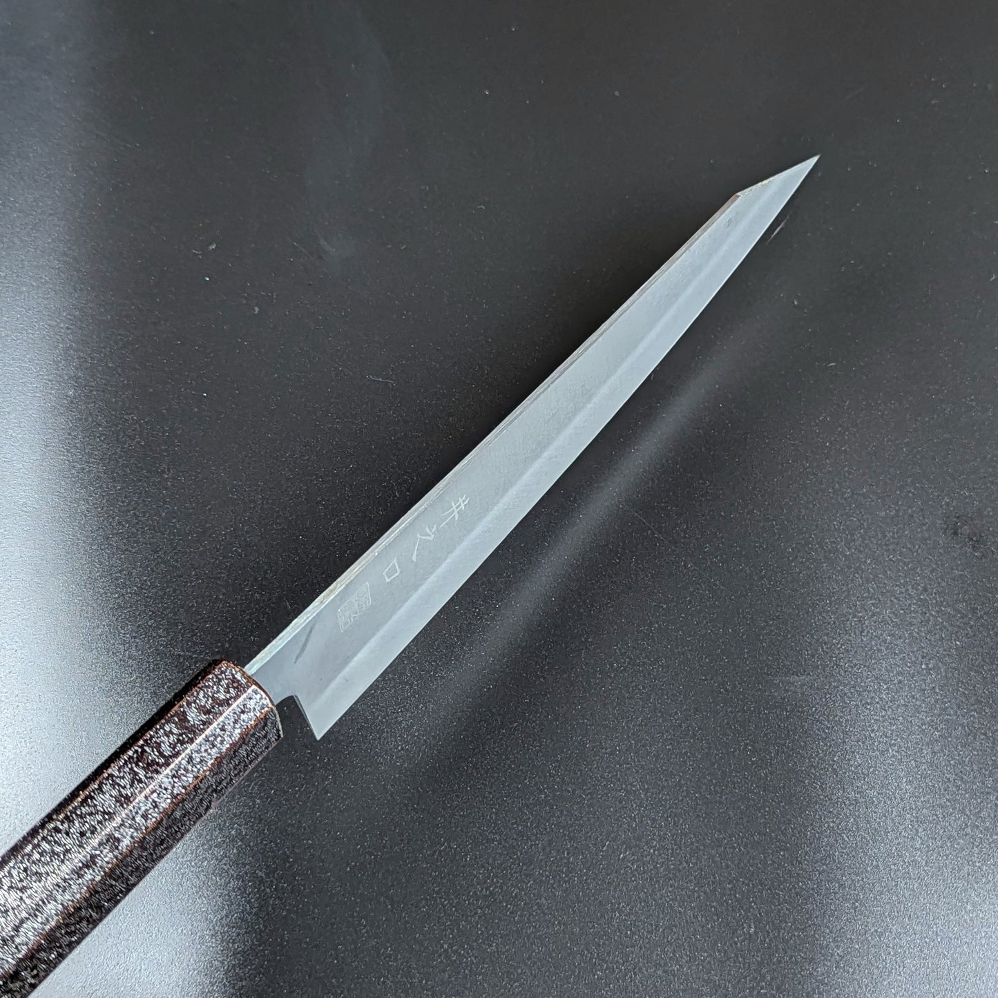 Inoguchi Ginsan Kurosome Kiritsuke Santoku 210mm Black-Lacquered Oak Handle