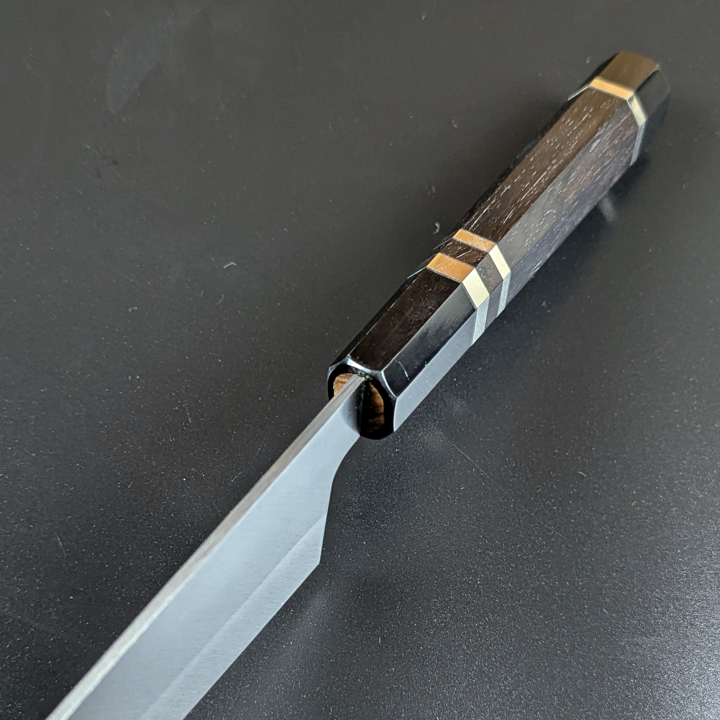 Inoguchi Ginsan Kiritsuke Santoku Ebony Handle with Silver Rings